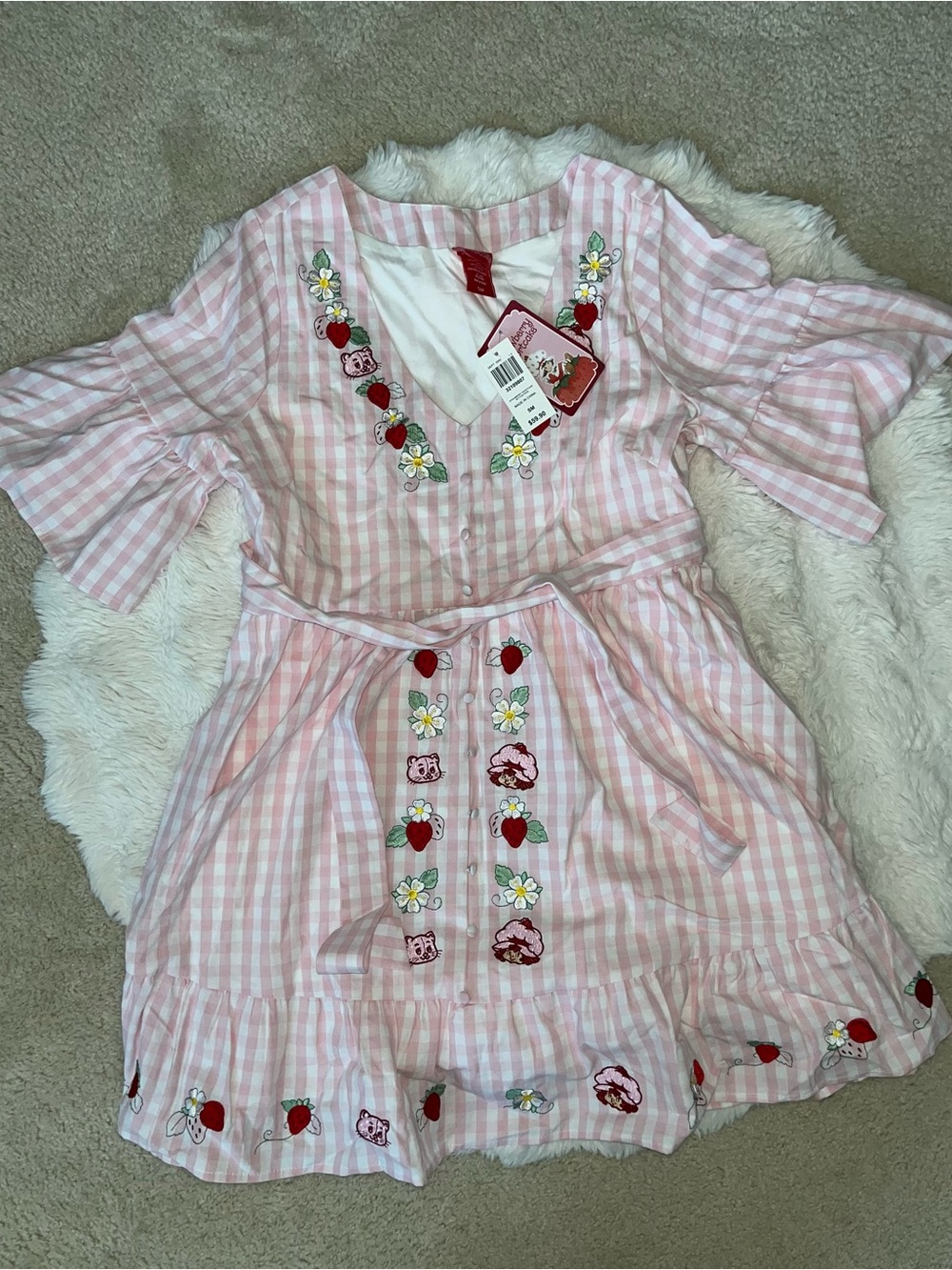 ✨ NWT BOXLUNCH Strawberry Shortcake Gingham Dress  🍰🍓| Size S